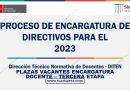 PLAZAS VACANTES ENCARGATURA DOCENTE 2023 – TERCERA ETAPA
