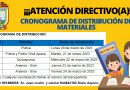 COMUNICADO: CRONOGRAMA DE DISTRIBUCIÓN DE MATERIALES EDUCATIVOS 2023