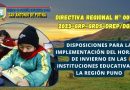 DISPOSICIONES PARA LA IMPLEMENTACIÓN DEL HORARIO DE INVIERNO EN LAS INSTITUCIONES EDUCATIVAS DE LA REGIÓN PUNO