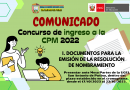 COMUNICADO: CONCURSO PÚBLICO DE INGRESO A LA CARRERA PÚBLICA MAGISTERIAL 2022.
