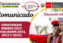 COMUNICADO: Entrega de constancias de RNDBLO 2023 (Evaluación 2021, 2022 y 2023)